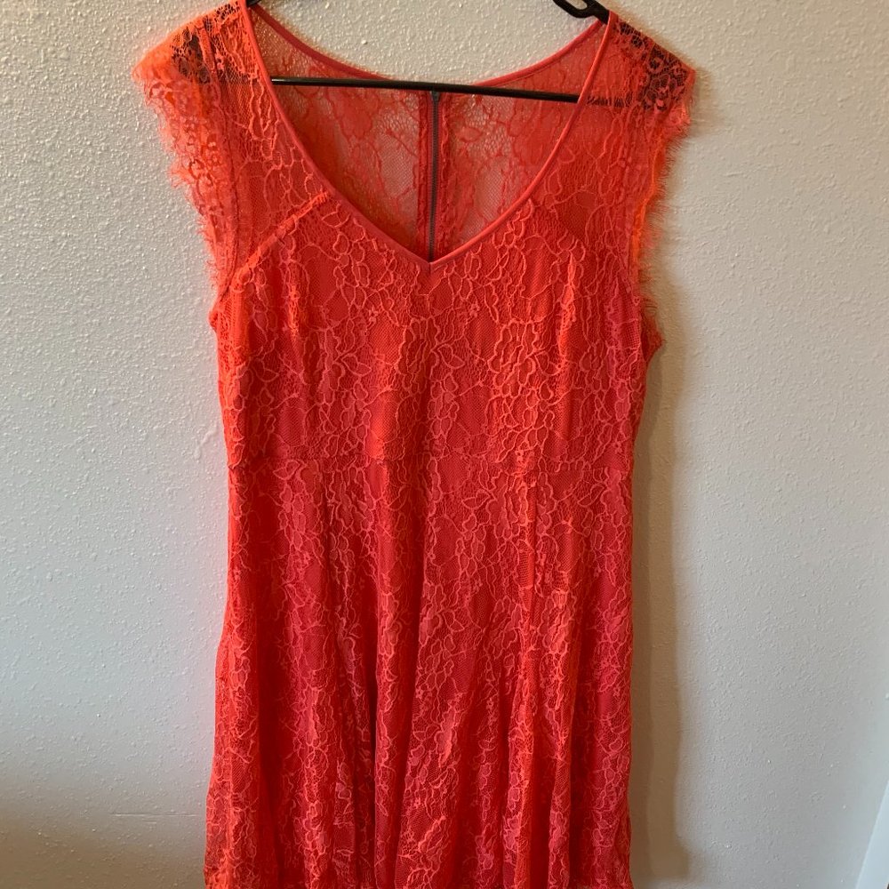 TORRID CORAL LACE V-NECK SKATER DRESS